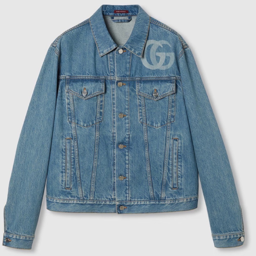 Gucci laser Double G Light Blue Denim Trucker Jacket Type 3